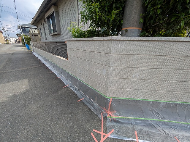 外塀塗装の養生